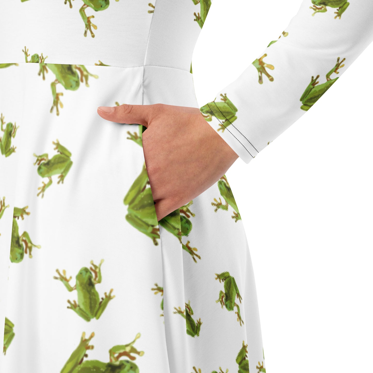 Green Tree Frog Longsleeve Midi Dress